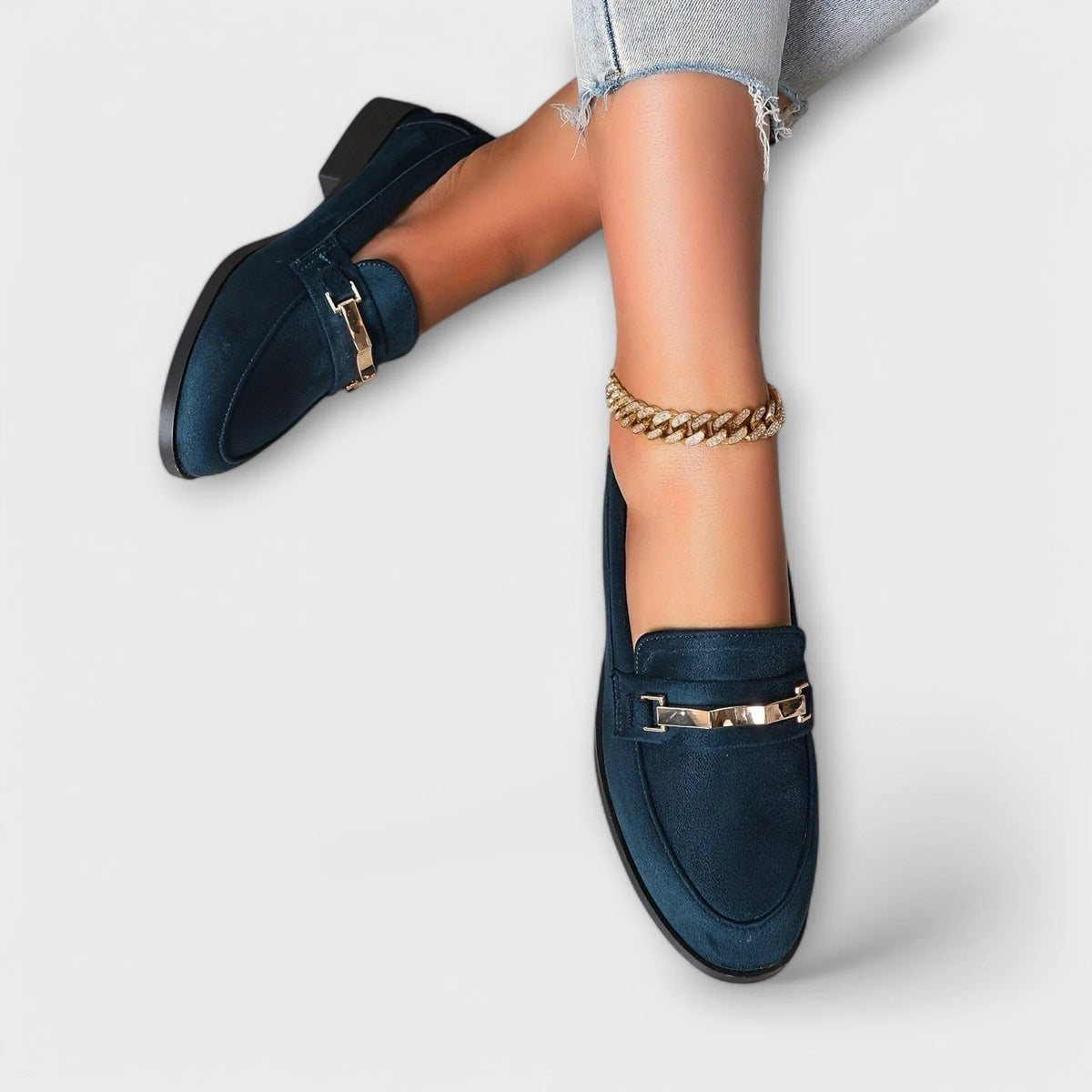 Roserow | Women’s Gold Chain Detail Loafers