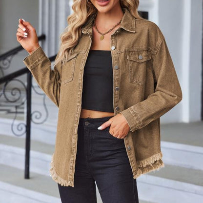 Roserow | Women's Casual Frayed-Hem Jacket
