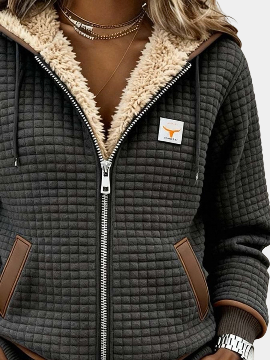 Roserow | Women Quilted Hooded Full Zip Jacket