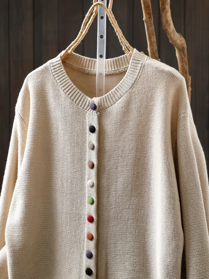 Roserow | Women’s Colourful Button Crew-Neck Cardigan