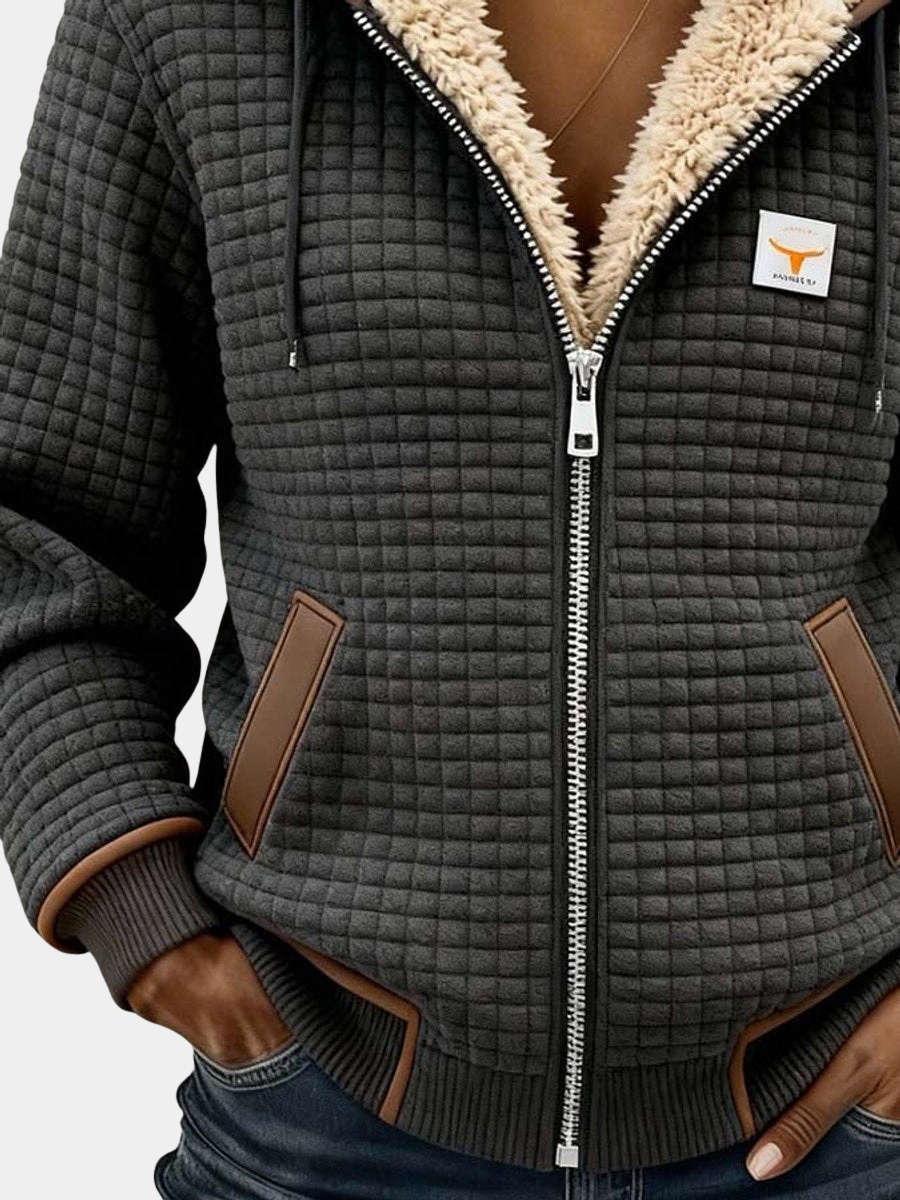 Roserow | Women Quilted Hooded Full Zip Jacket