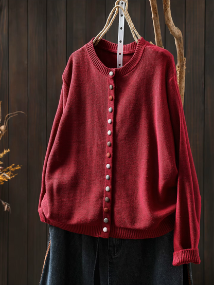 Roserow | Women’s Colourful Button Crew-Neck Cardigan