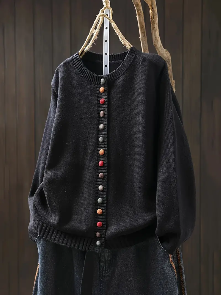 Roserow | Women’s Colourful Button Crew-Neck Cardigan