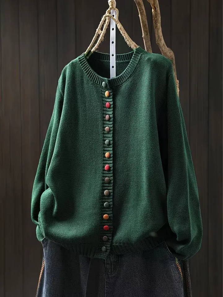 Roserow | Women’s Colourful Button Crew-Neck Cardigan