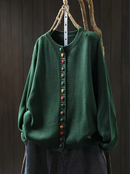 Roserow | Women’s Colourful Button Crew-Neck Cardigan