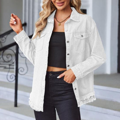 Roserow | Women's Casual Frayed-Hem Jacket
