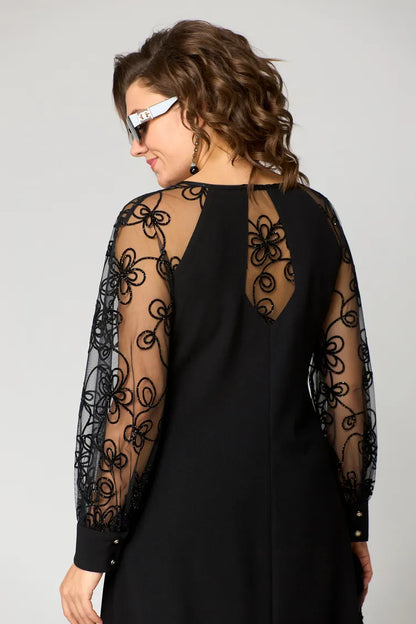 Roserow | Women’s Lace Sleeve Midi Dress