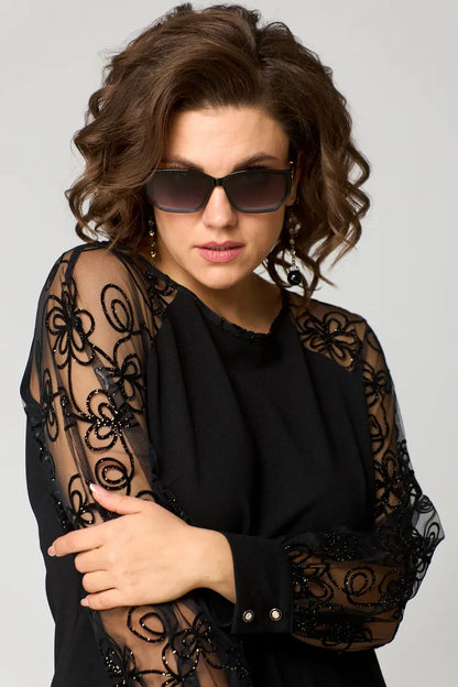 Roserow | Women’s Lace Sleeve Midi Dress