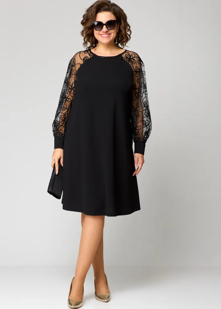 Roserow | Women’s Lace Sleeve Midi Dress