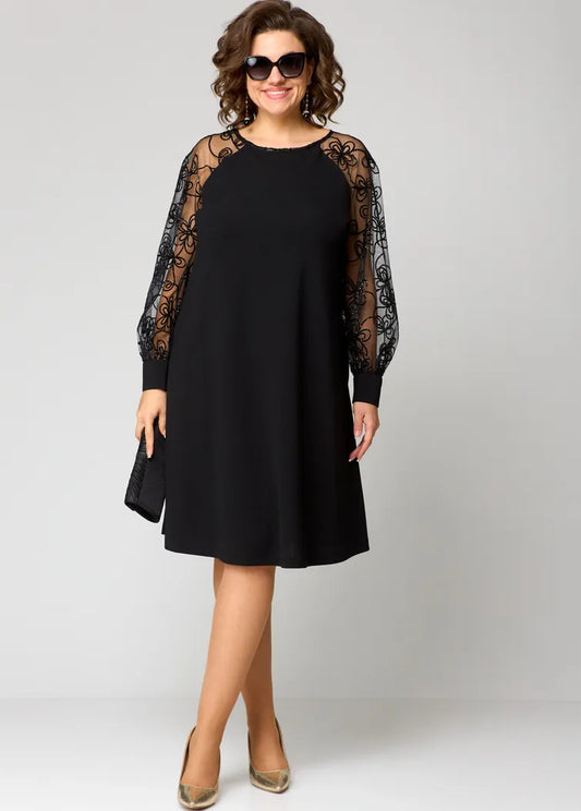 Roserow | Women’s Lace Sleeve Midi Dress