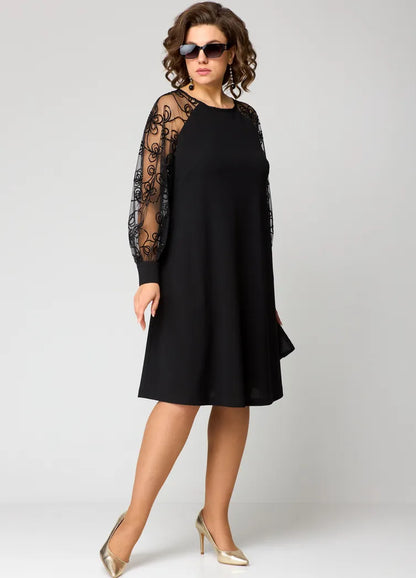 Roserow | Women’s Lace Sleeve Midi Dress