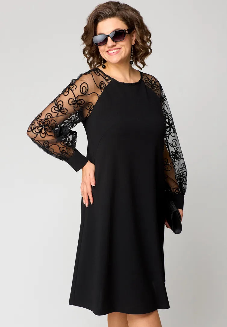 Roserow | Women’s Lace Sleeve Midi Dress