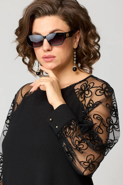 Roserow | Women’s Lace Sleeve Midi Dress