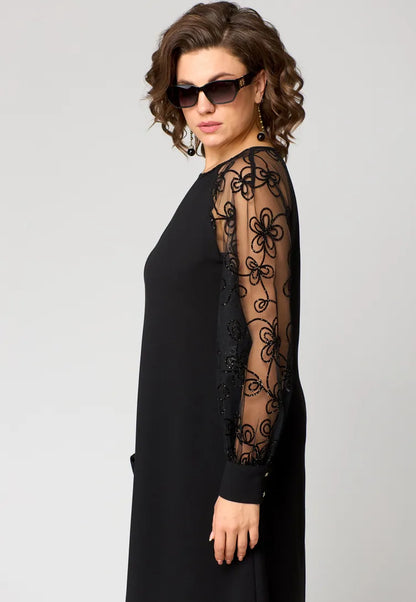 Roserow | Women’s Lace Sleeve Midi Dress