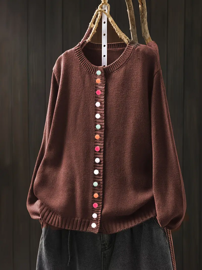 Roserow | Women’s Colourful Button Crew-Neck Cardigan
