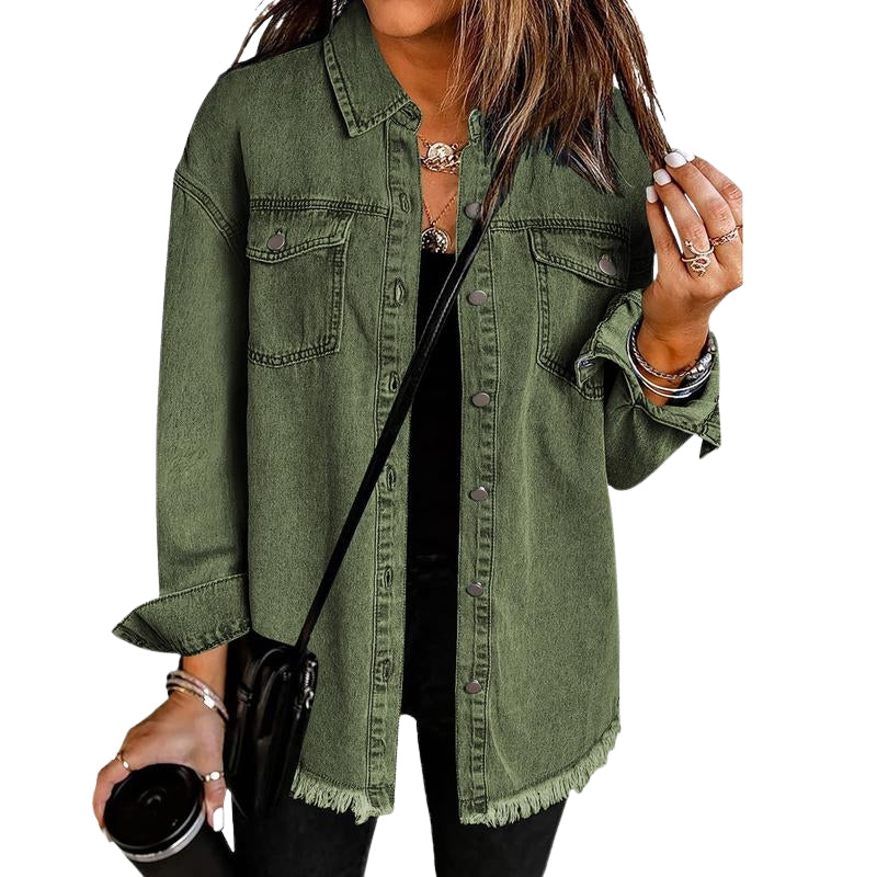 Roserow | Women's Casual Frayed-Hem Jacket