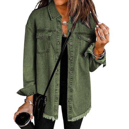 Roserow | Women's Casual Frayed-Hem Jacket