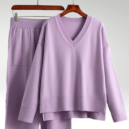Grace | Women's Luxe V-Neck Two-Piece Set