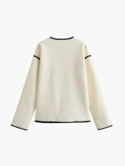 Claire | Women's Contrast-Trim Button-Front Jacket