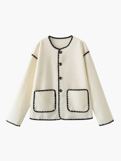 Claire | Women's Contrast-Trim Button-Front Jacket