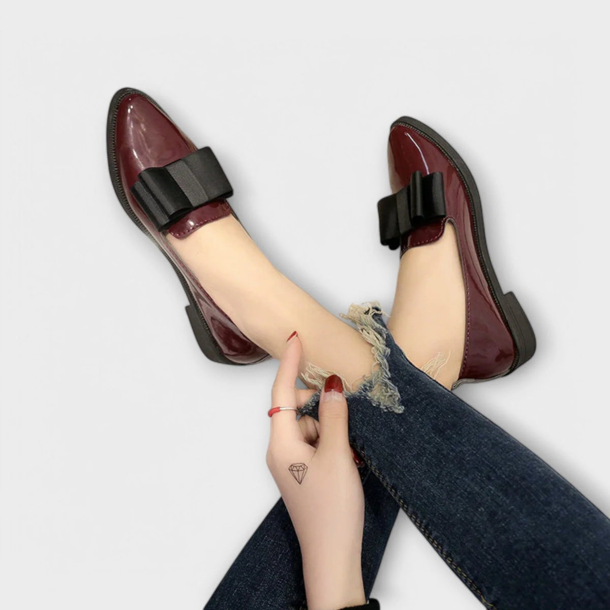 Roserow | Women’s Glossy Bow-Detail Loafers