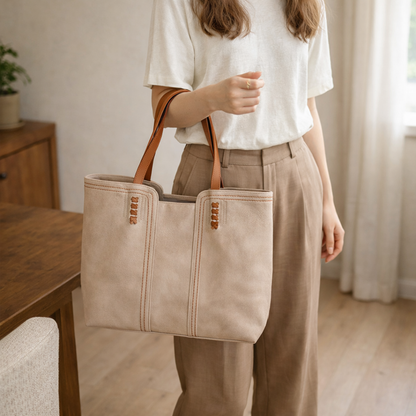 Roserow | Women’s Large Contrast-Stitch Tote Bag