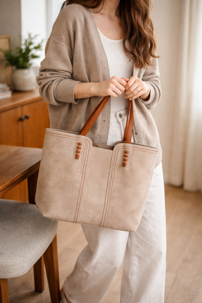 Roserow | Women’s Large Contrast-Stitch Tote Bag