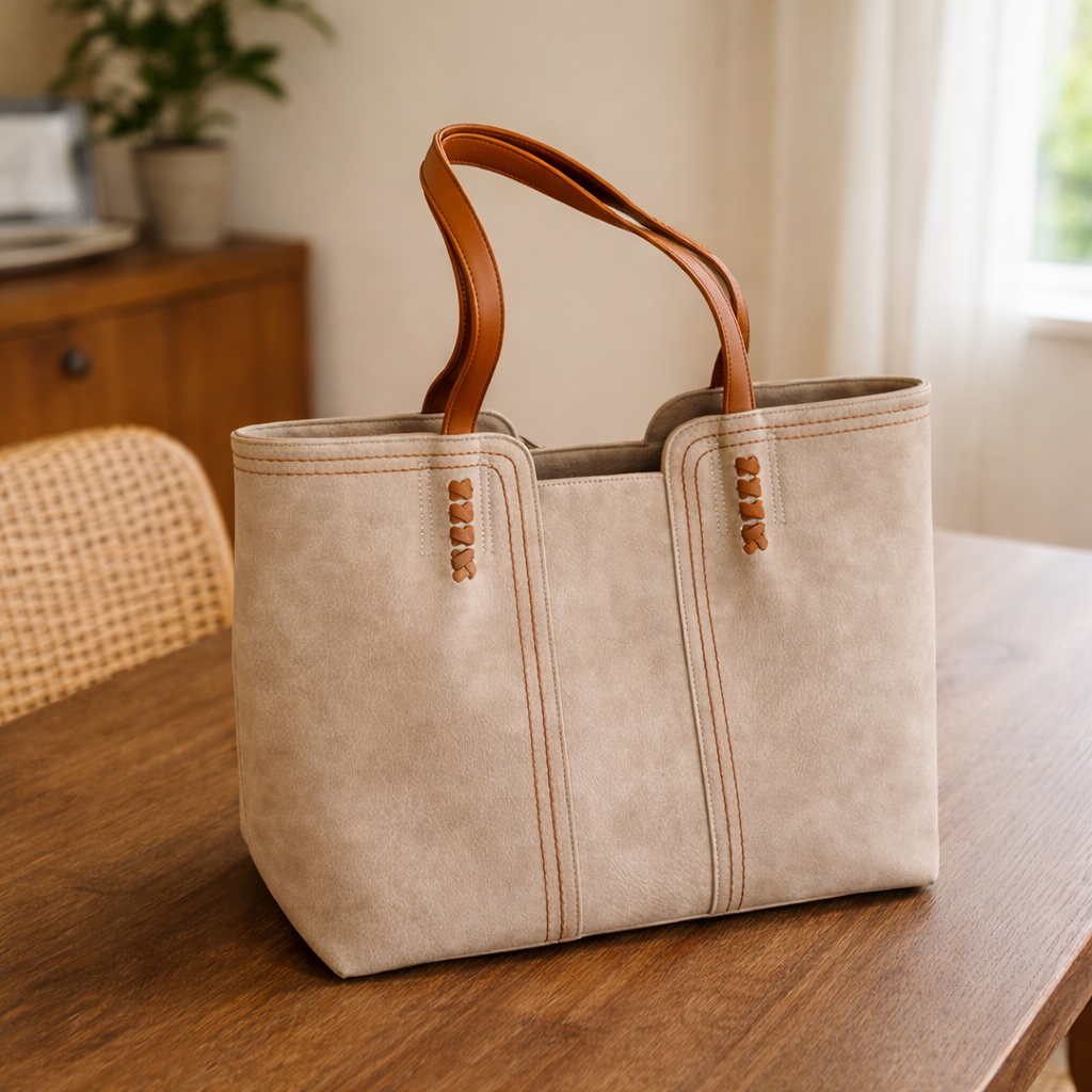 Roserow | Women’s Large Contrast-Stitch Tote Bag