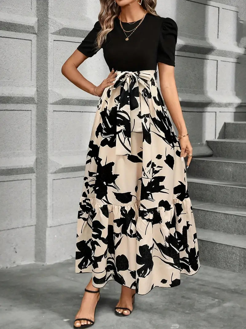 Roserow | Women’s Botanical Print Belted A-Line Dress