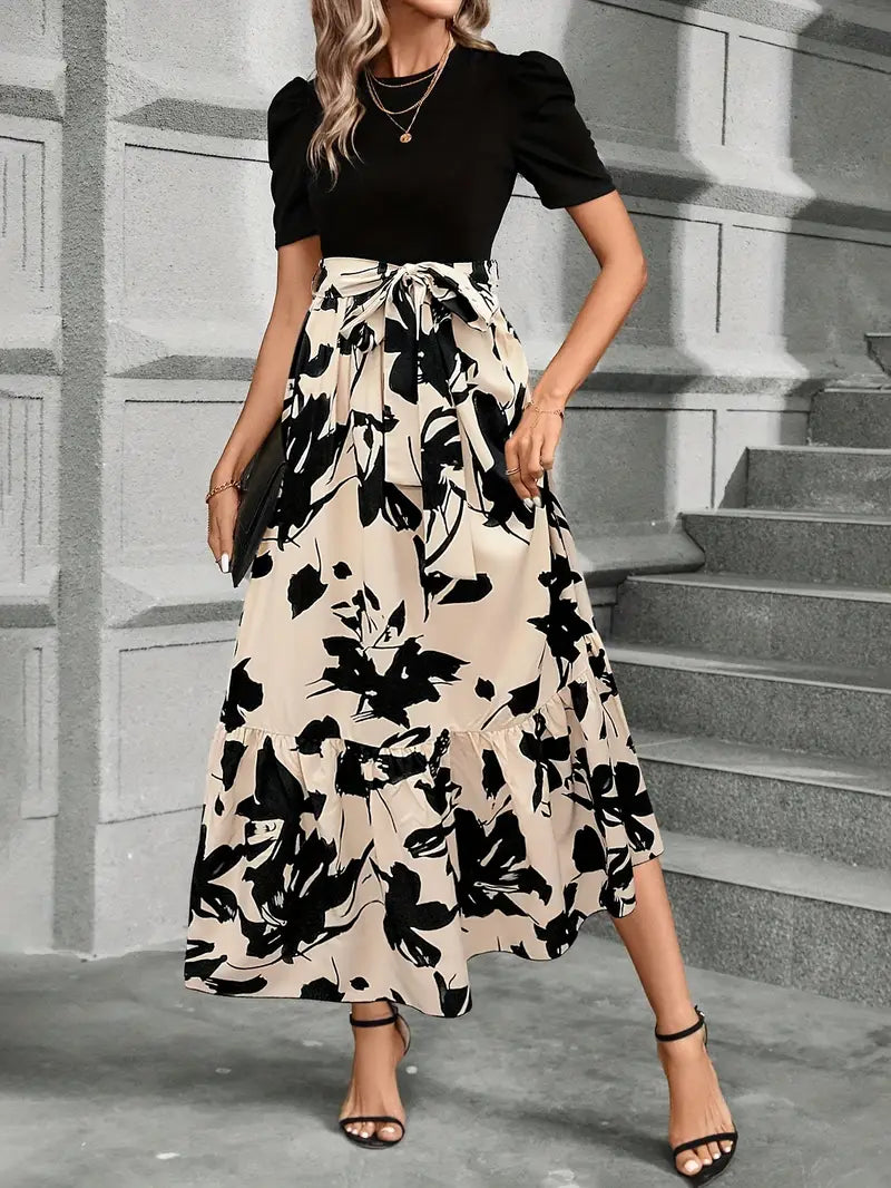 Roserow | Women’s Botanical Print Belted A-Line Dress