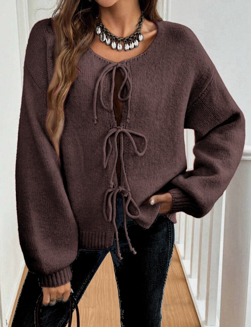 Roserow | Women’s Tie-Front Knit Cardigan