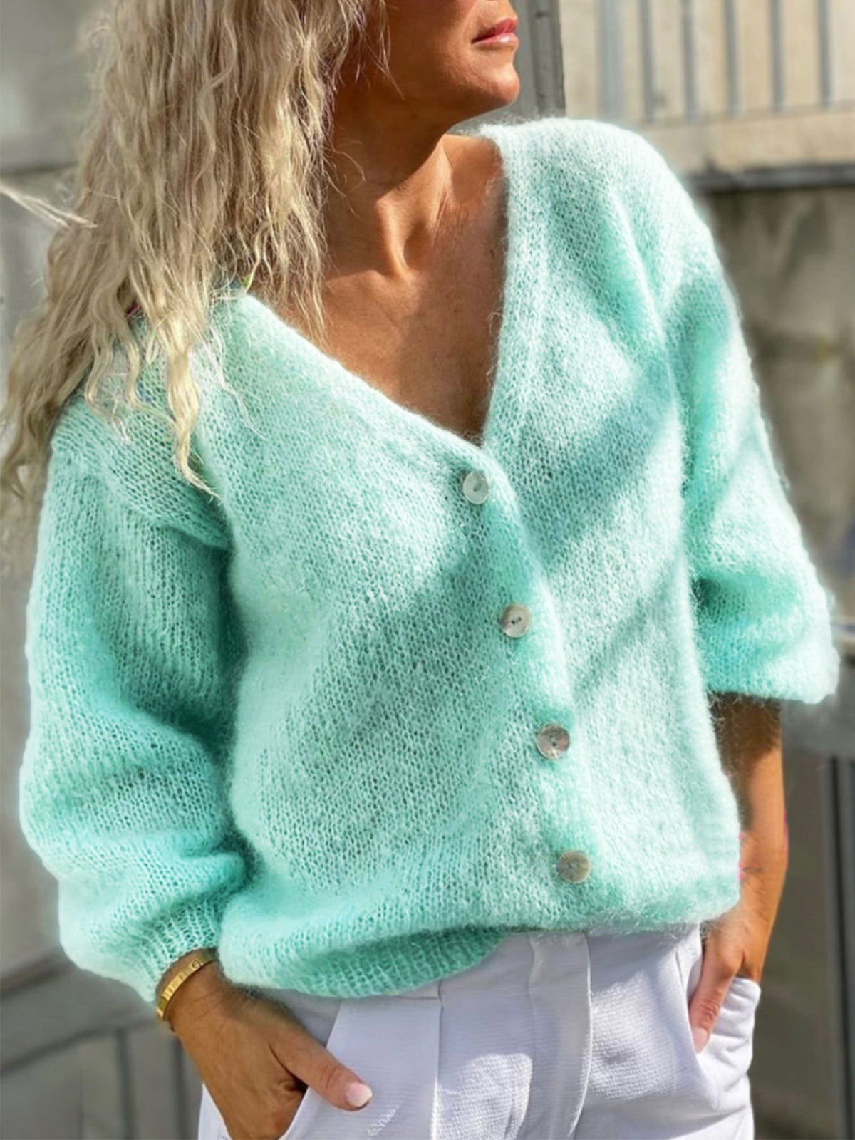 Roserow | Women’s Soft V-Neck Button Cardigan