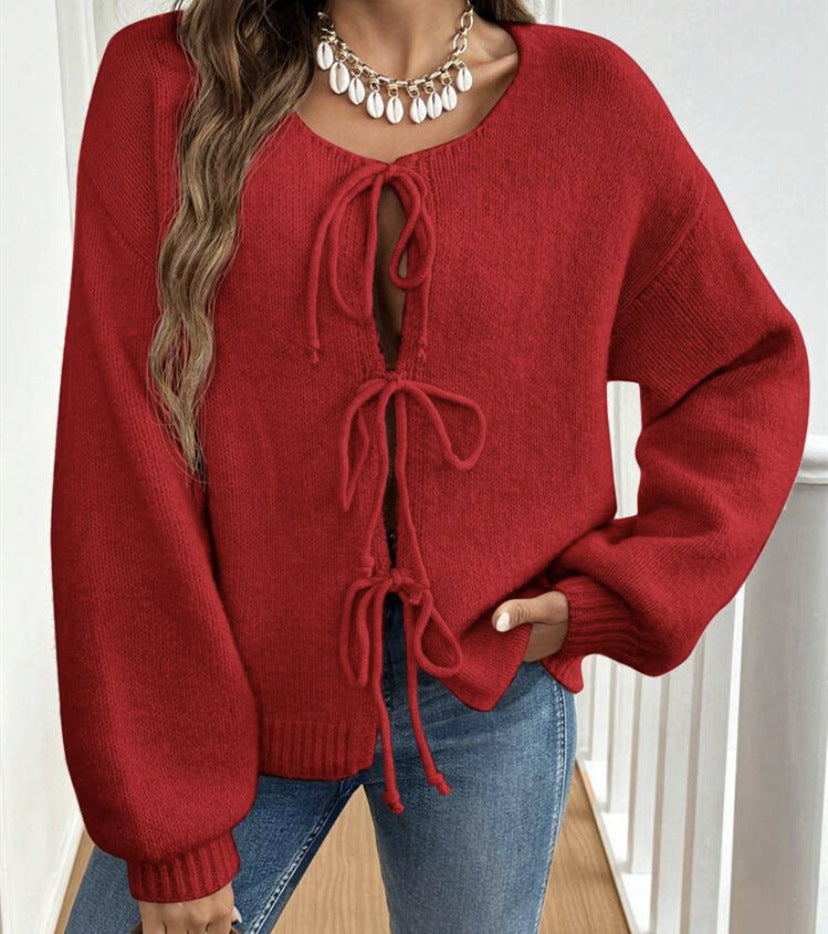 Roserow | Women’s Tie-Front Knit Cardigan