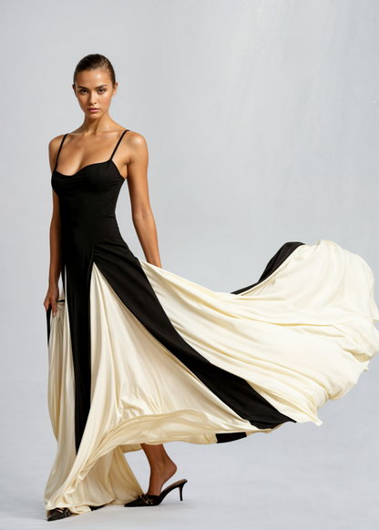 Roserow | Women’s Elegant Two-Tone Maxi Dress
