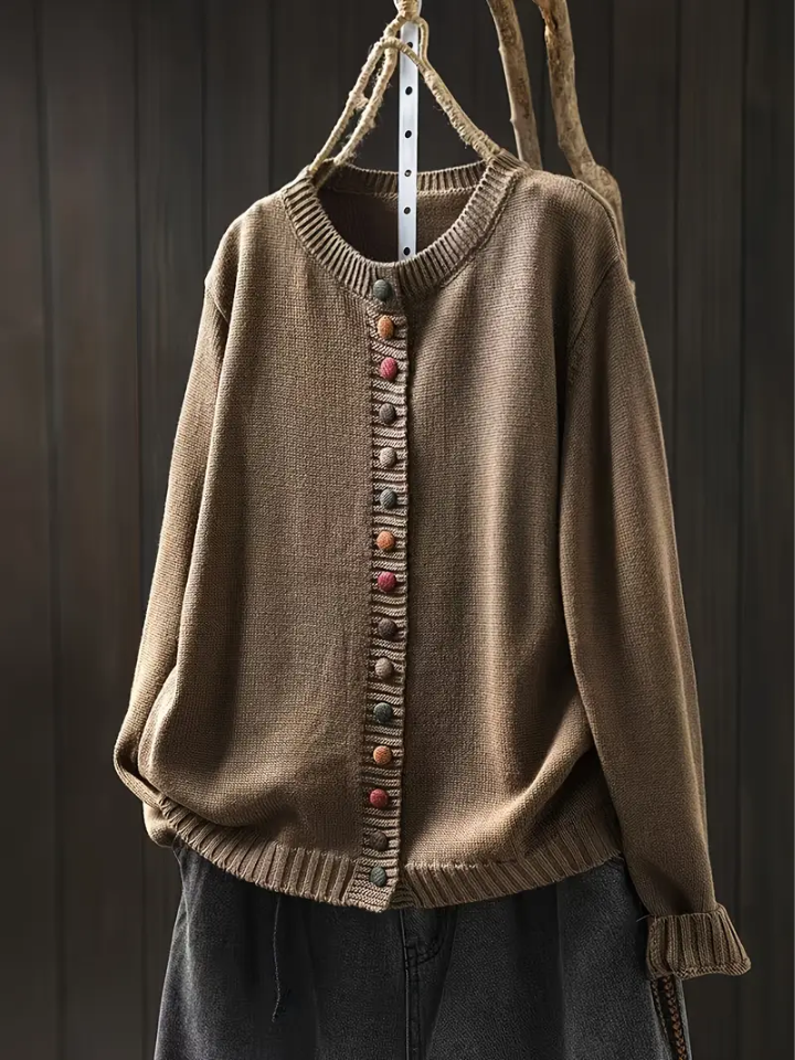Roserow | Women’s Colourful Button Crew-Neck Cardigan