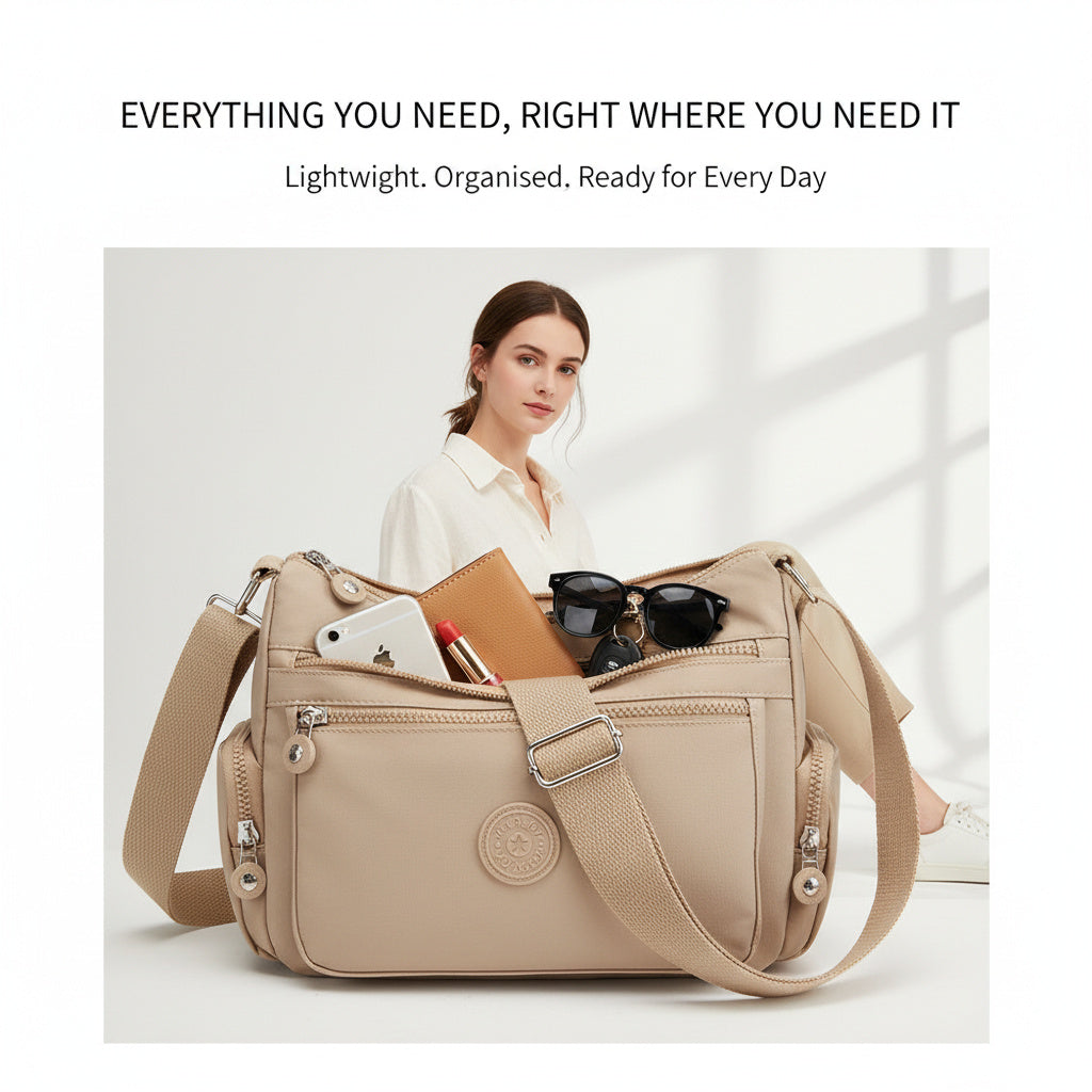 Roserow | Lightweight Multi-Pocket Crossbody Bag