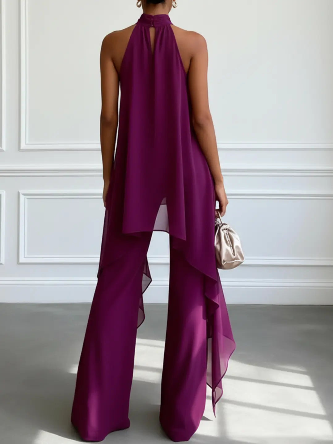 Savannah | Elegant Halter Top And Wide-Leg Pants Set