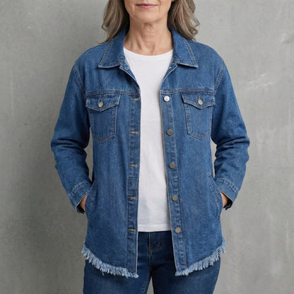 Roserow | Women's Casual Frayed-Hem Jacket