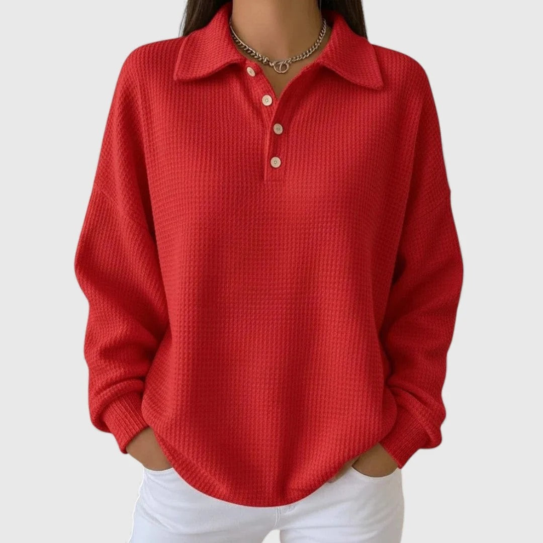 Madeline | Women’s Relaxed Collared Knit Pullover