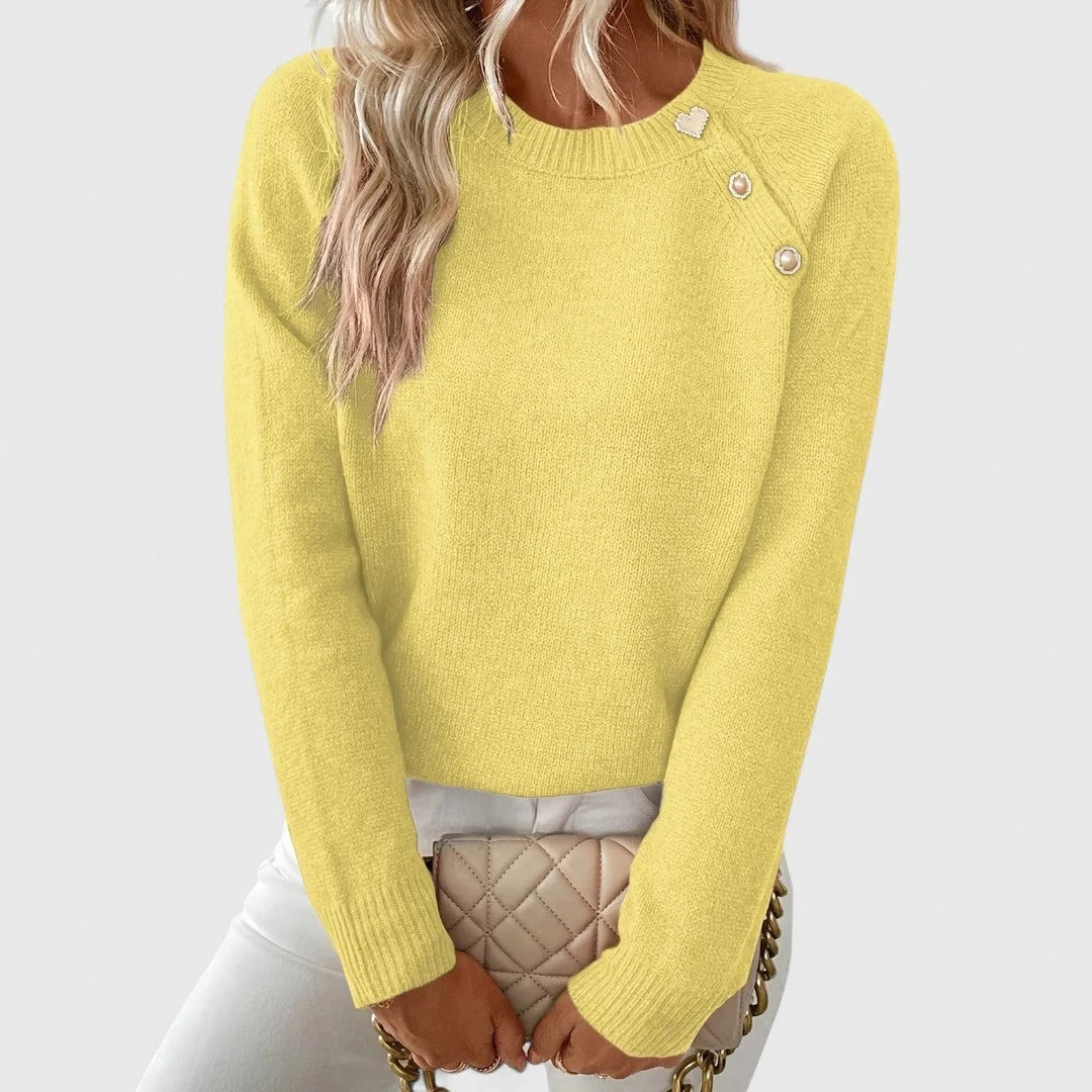 Emily | Women’s Button-Detail Crew Neck Sweater